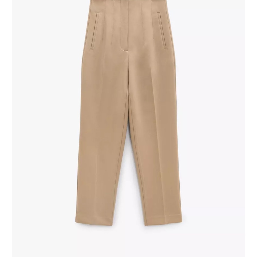 Zara Tan Tailored Ankle-Length Trousers